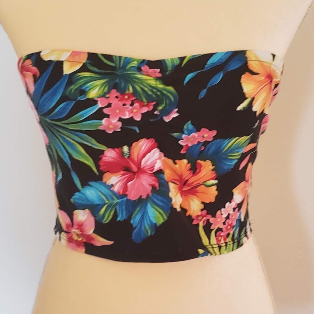 Tropical Midriff Tube Top Size L